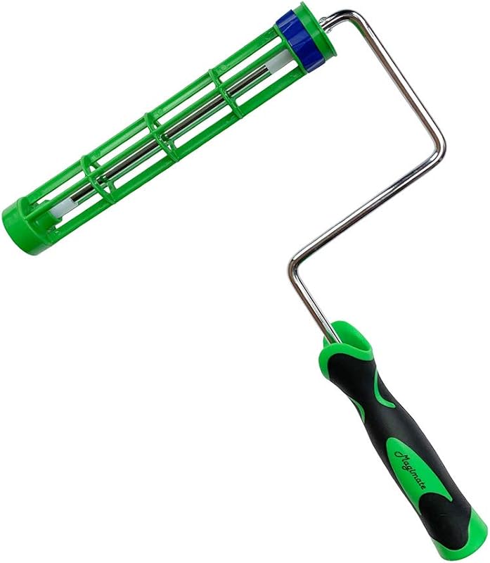 9 Inch Paint Roller Frame, Non-Slip Threaded Roller Handle | Fits 9"-12" standard core covers; chrome 5/16" shank; pressure self-lock stops slipping; threaded grip fits extension pole