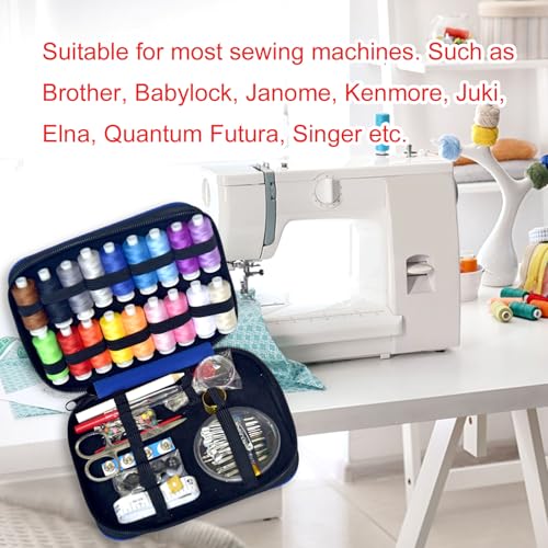 Image of Sewing Kit with Case Portable Sewing Supplies for Home Traveler, Adults, Beginner, Emergency, Contains 18 Sewing Thread, Scissors, Needles, Measure etc,Very Dark Royal Blue