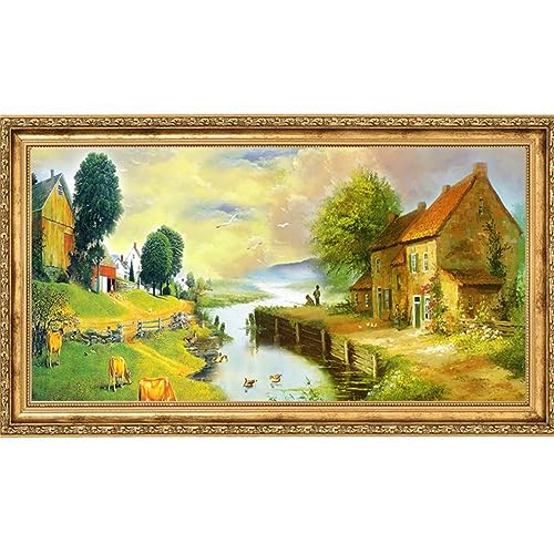 Activité manuelle adulte anti-stress : Diamond painting complet paysage rural