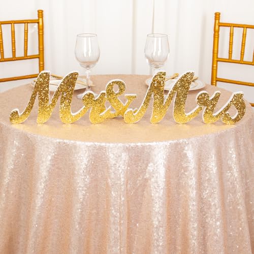 ShiDianYi Sequin Tablecloth Round 72-inch Champagne Blush | Glitter Wedding Table Cover | Elegant Party Decor for Birthday, Cake, Reception & Events by ShiDianYi - Image 3