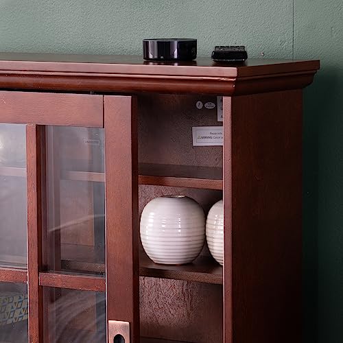 Sei Furniture Sliding Window Pane Door Display Cabinet, Espresso #TOP1