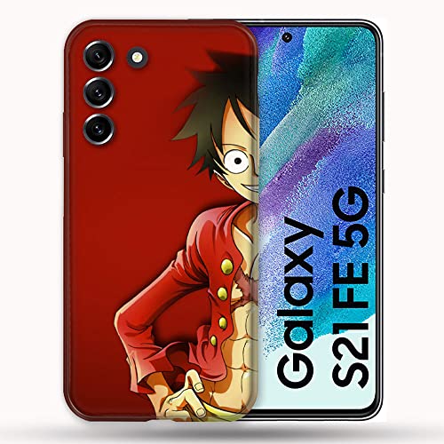 Coque Samsung S21 FE Luffy One Piece en silicone noir flexible
