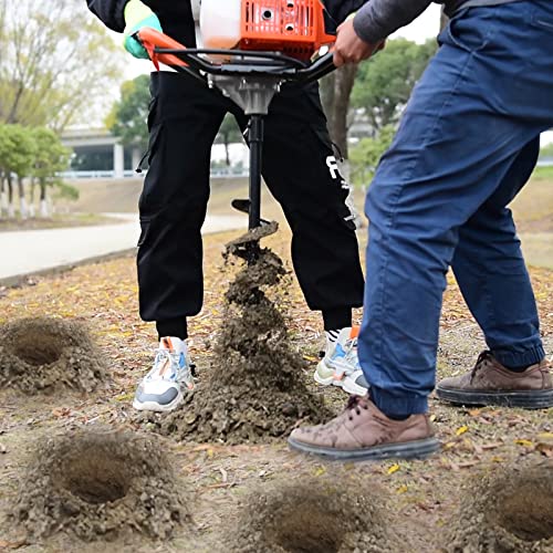 72Cc Auger Post Hole Digger, 2 Stroke Gas Powered Earth Post Hole Digger With 3 Auger Drill Bits(5" & 6" & 8") + 3 Extension Rods For Farm Garden Plant #TOP6