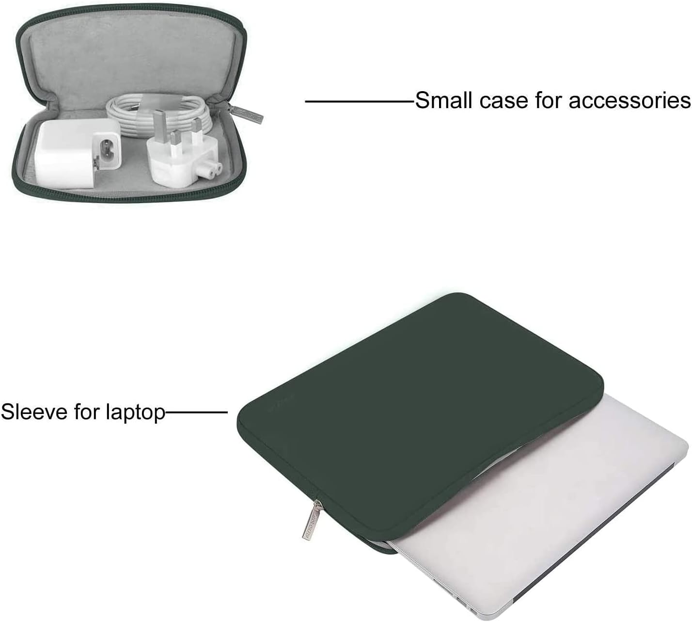 MOSISO Compatible with MacBook Air 13.6 inch Case 2022 A2681 M2, Neoprene Bag with Small Case&Plastic Hard Shell Case&Keyboard Cover&Screen Protector&Storage Bag, Emerald Green