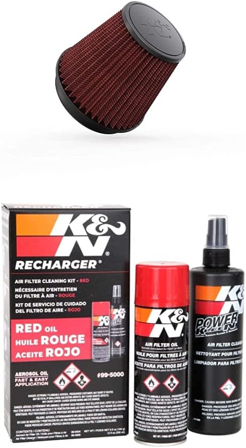 K&N Universal Clamp-On Air Filter: High Performance, Premium, Replacement Engine Filter: Flange Diameter: 6", Filter Height: 6.5", Flange Length: 1", Shape: Round Tapered, RF-1042 & Air Filter Kit