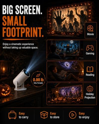 Halloween Window Projector 1080p with WiFi & Bluetooth 100" Screen - 4