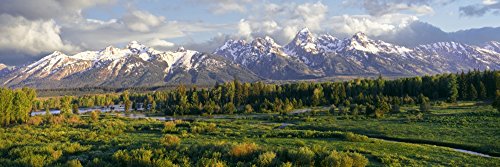 Posterazzi Scenic view mountain background Snake River Range Grand Teton National Park Wyoming USA Poster Print, (27 x 9)
