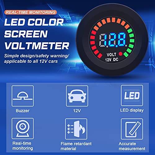 Frienda 2 Pieces Dc 12 V Waterproof Led Digital Display Voltage Gauges Round Panel Car Voltmeters With Terminals Waterproof Voltmeter Battery Tester With Blue Light For Boat Marine Car Motorcycle #TOP3