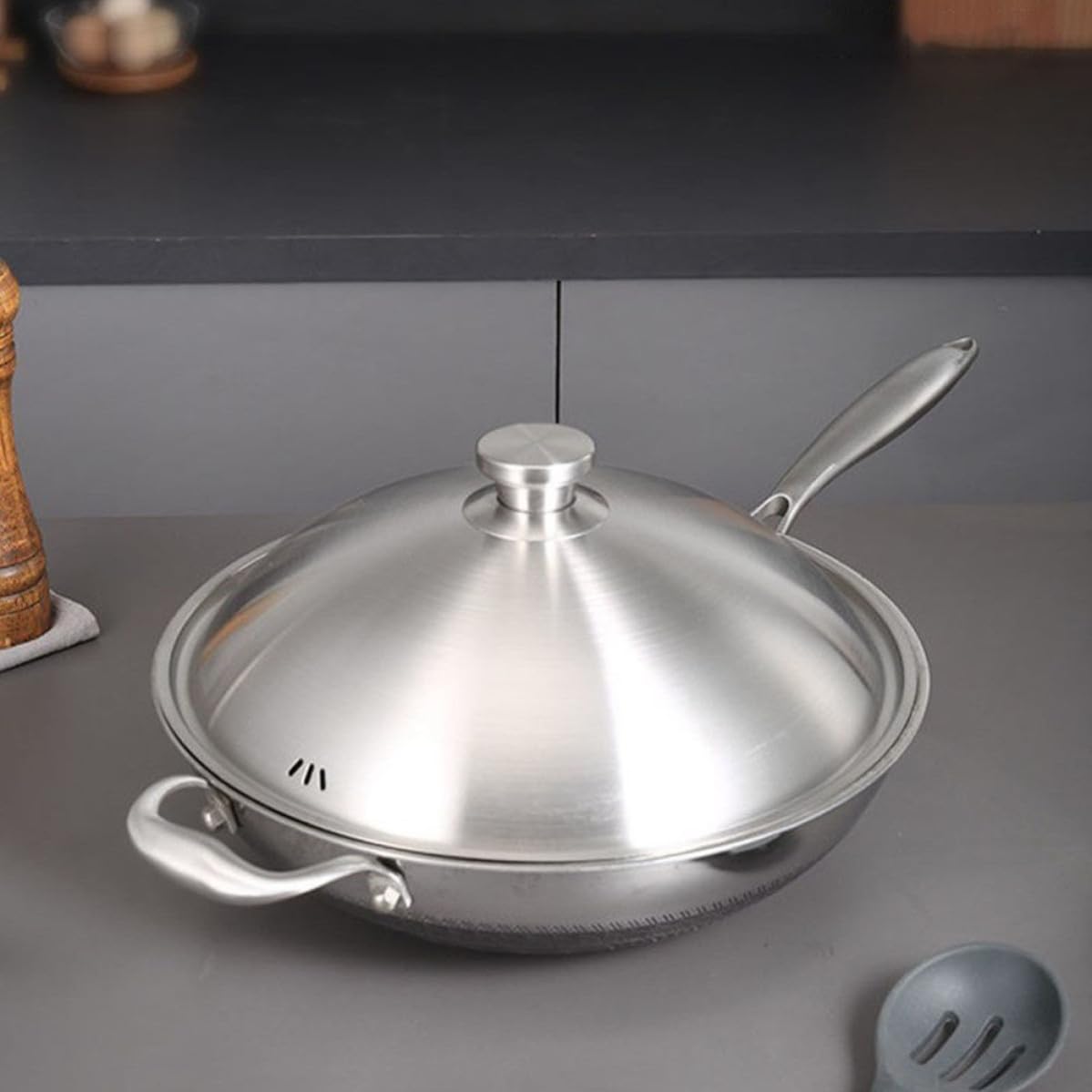 Coperchio in Acciaio Inox per Pentole e Padelle 34-36cm