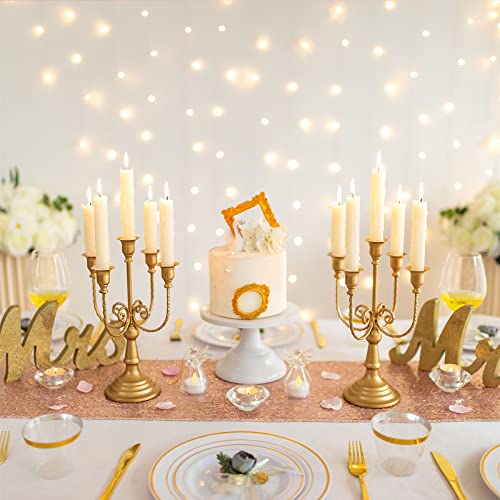 Sziqiqi Gold Candlestick Holder Candelabra - Taper Candle Holders For Wedding Centerpiece 5-Arms Candle Stick Stands For Candlelight Dinner Table Christmas Mantel Festivals #TOP1