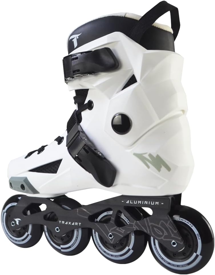 TRAXART Urban Freestyle Inline Skates – White Revolt Hardboot, Aluminum Frame, 80mm Wheels, ABEC-9 Bearings for Men and Women