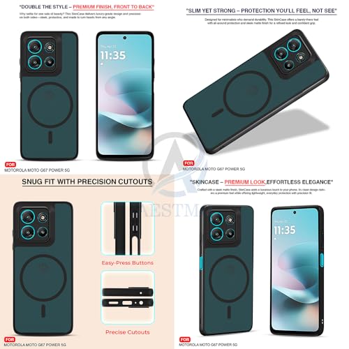 Image of AESTMO Motorola Moto G67 Power / G57 Power 5G Back Cover | 360 Protection | Matte Frosted Hard Back Translucent | Compatible with MagSafe Accessories (MagSafe Matte Hard Black Bumber)