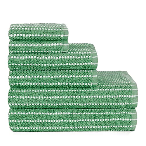 Adi Sapphire Resort Mcbee Textured Stripe 6 Piece Bath Towel Set In Beryl Green #TOP4