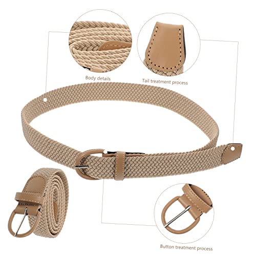 Unisex Elastic Woven Waist Belt for Jeans and Sweaters High Stretch Fabric Belt Decorative Slimming Accessory for Trousers Durable Waistband Beige3