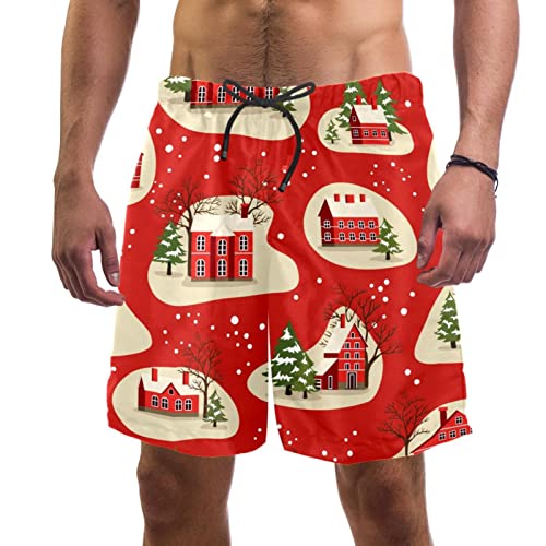 Short de Plage Rouge motif Noël JDEZ, Cadeau Homme Original