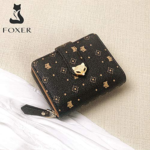 Foxer Pvc Faux Leather Wallets For Women, Artificial Leather Monogram Ladies Small Cute Wallet With Zipper Coin Pocket Women's Mini Short Wallet Girls Designer Zip Around Wallet Credit Card Holder #TOP5