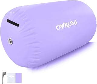 Inflatable Gymnastics Air Mat Tumble Track with Gymnastics Air Barrel - Inflatable Air Spot Tumbler Backbend Trainer Air Roller Tumbling Mat with Electric Pump