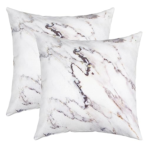 Housse de coussin marbre blanc douce et moderne lot de 2 déco 55,9 cm - 2