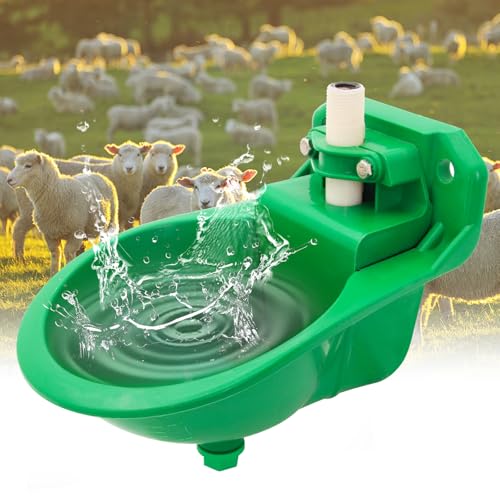 2PS Automatic Plastic Goat Waterer,Livestock Water Bowl with Copper Valve and Drain Hole, Automatic Water Bowl for Sheep Dog Piglet Calf