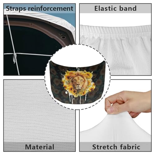 Image of Car Hood Cover Car Hood Protector Elastic Polyester Lion and Sunflower Automotive Exterior Accessories for Sedans SUV Trucks Pickup