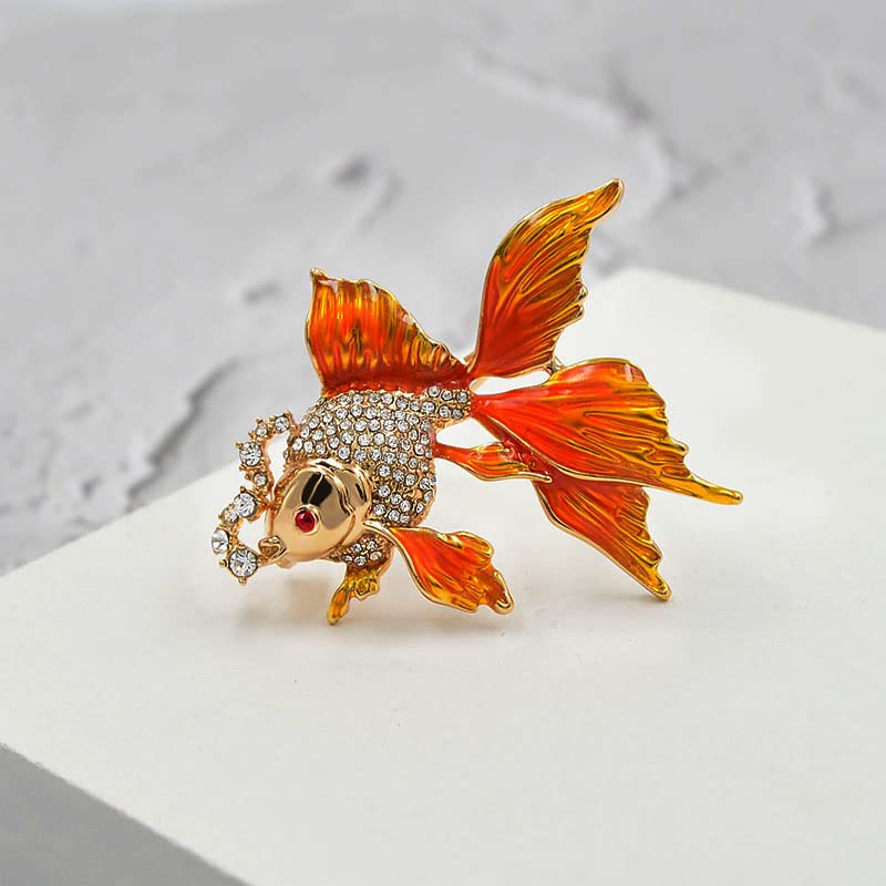 Image of Acxico 2Pcs Color Goldfish Brooch Women Student Party Cute Animal Fish Brooches Jewelry Accessories Holiday Gift