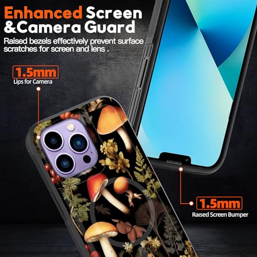 ZQLPLZR Magnetic for iPhone 15 Pro Max Case,[Compatible with MagSafe] [Military Grade Drop Protection] Heavy Duty Shockproof Phone Case for iPhone 15 Pro Max 6.7'',Forest Mushrooms - image 5