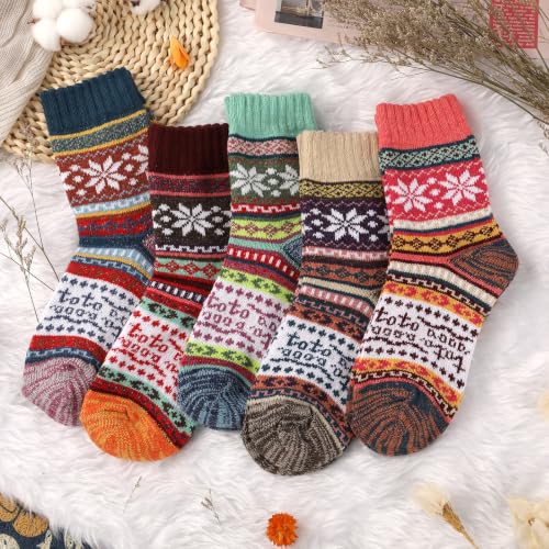 Trifabricy Wool Socks for Women, Winter Thick Warm Crew Boot Hiking Socks - image 2