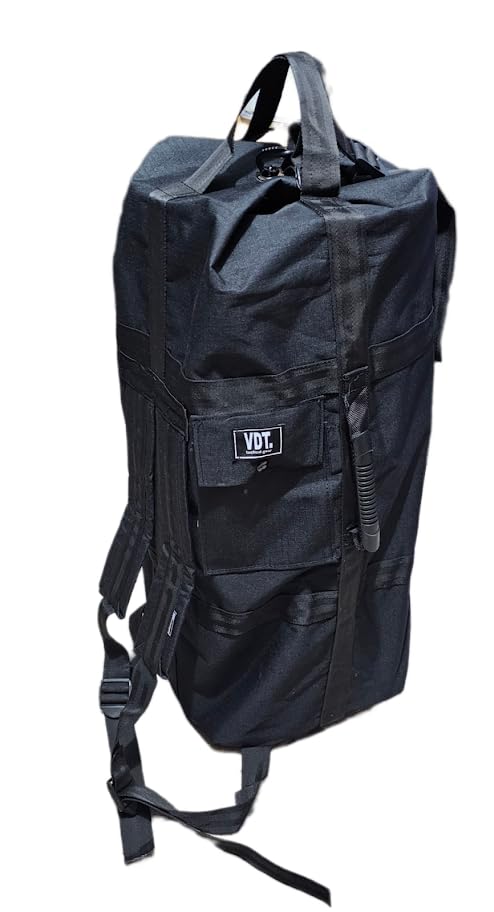 Reinforced Avio Bag, Duffel Bag with Reinforcement, Military Bag with Double Strap and Straps, Top Loading Bag, Tactical Canvas Bag, Duffel Bag with Reinforced, Black, sencillo, Duffel Suitcase with 2