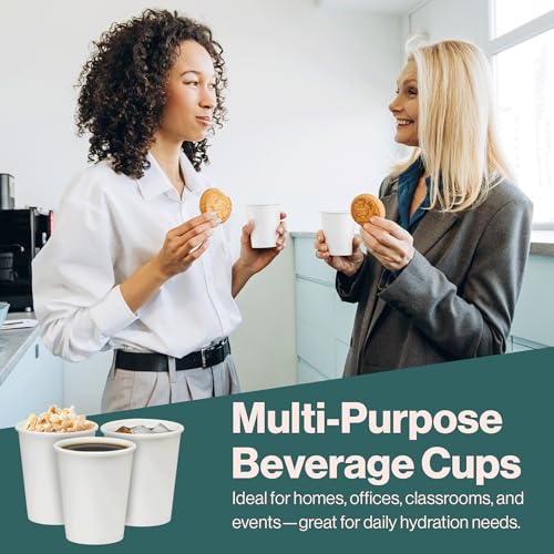 Image of NYHI 10oz Disposable Paper Cups - For Hot & Cold Drinks, Espresso, Tea, Juice, Water & More - Plain, Writable Surface Ideal for Cafes, Office & Events - Fits Most Coffee Machines, 300 pcs. - White