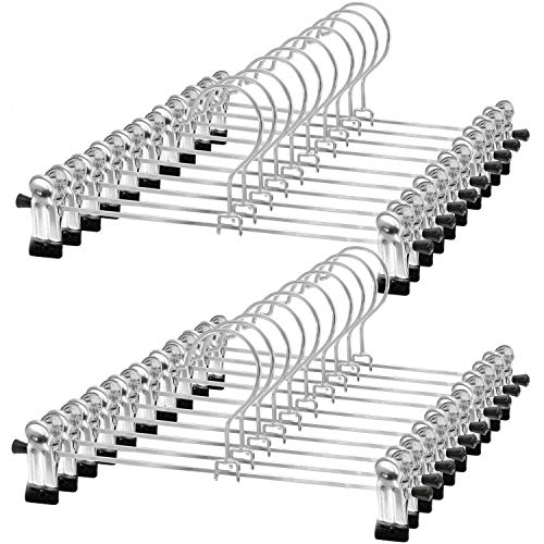 Pants-Hangers-Skirt-Hangers-Pant-Hangers-with Clips Slack Hangers Pants Trouser Hangers Clothes Hangers for Pants (30 PCS)