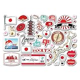 A5-Aufkleberbogen, japanische Wahrzeichen, Vinyl-Aufkleber – japanische Tokio-Flagge, Reisen, Urlaub, Landsprache, Stadtschule, Scrapbook #83356