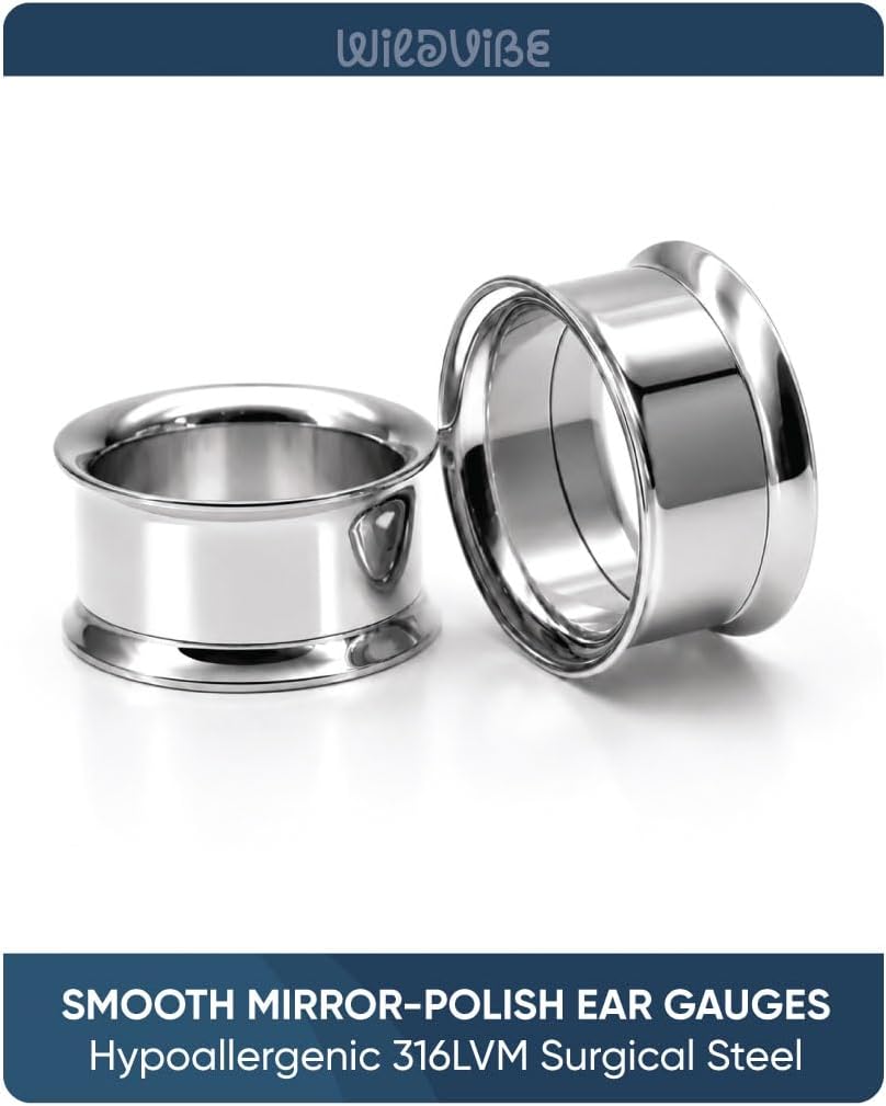 Surigcal Stainless Steel Ear Gauges Tunnels - Internally Threaded Plugs For Ears - Internally Threaded Ear Gauges For Men Women - Double Flare Internal Thread Screw-Fit Gauge Flesh Tunnel Earrings
