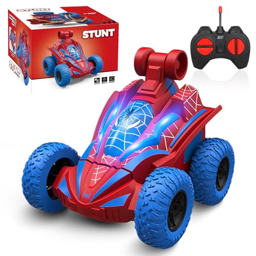 Voiture Telecommandé Enfant, Jouet Garcon Fille 3 4 5 6 7 8 9 Ans Véhicule Enfants Cadeau Anniversaire Noel, 360°Rotation Spider Voitures de Course...