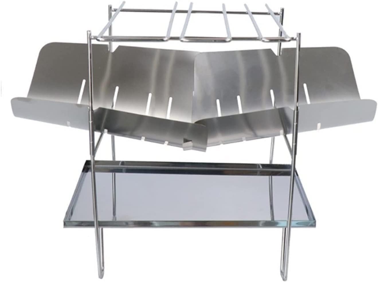 Supporto per barbecue, Griglia for barbecue pieghevole for a carbone portatile Maniglia for in argento da campeggio for esterni(Black)