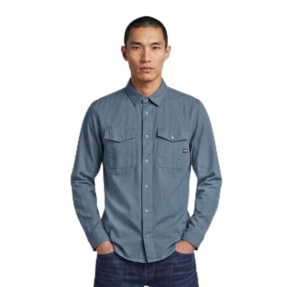 G-STAR Men's Marine Slim Long Sleeve Shirt Blau (Grit Gd D24963-D454-J323) XL