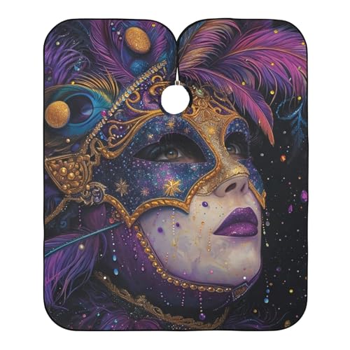 Hezely Mardi Gras Mask Hair Dye Cape, Barber Cape for Adults,Waterproof Salon Cape,Waterproof Hairdressing Styling Hair Cutting, 65