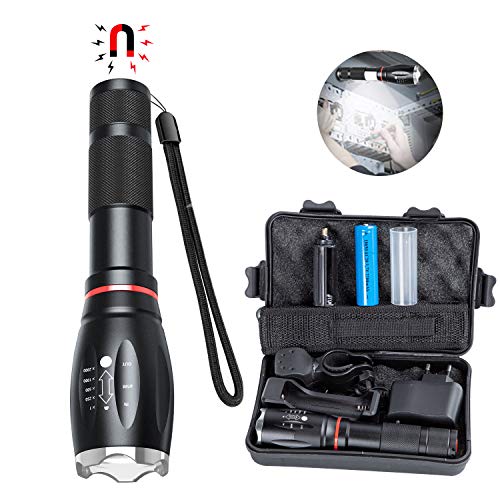 Öuesen XML-T6 Lampe de poche tactique à LED 3000 lumens avec 5 modes d'éclairage pour enfants, extérieur, randonnée, camping Avec batterie 18650 (étanche)