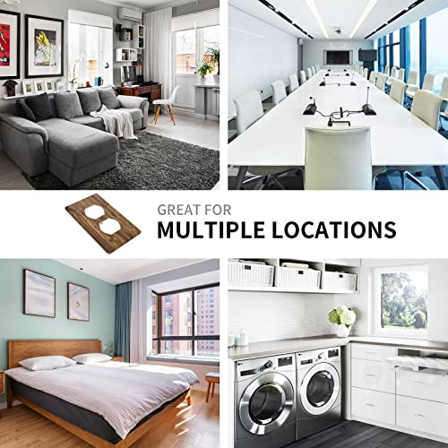 Rustic Wood Texture 1 Gang Outlet Covers Wall Plate Decorative Single Duplex Electrical Switch Plate Faceplate Receptacle For Decor Kitchen Bedroom Bathroom 4.5" X 2.76" #TOP7