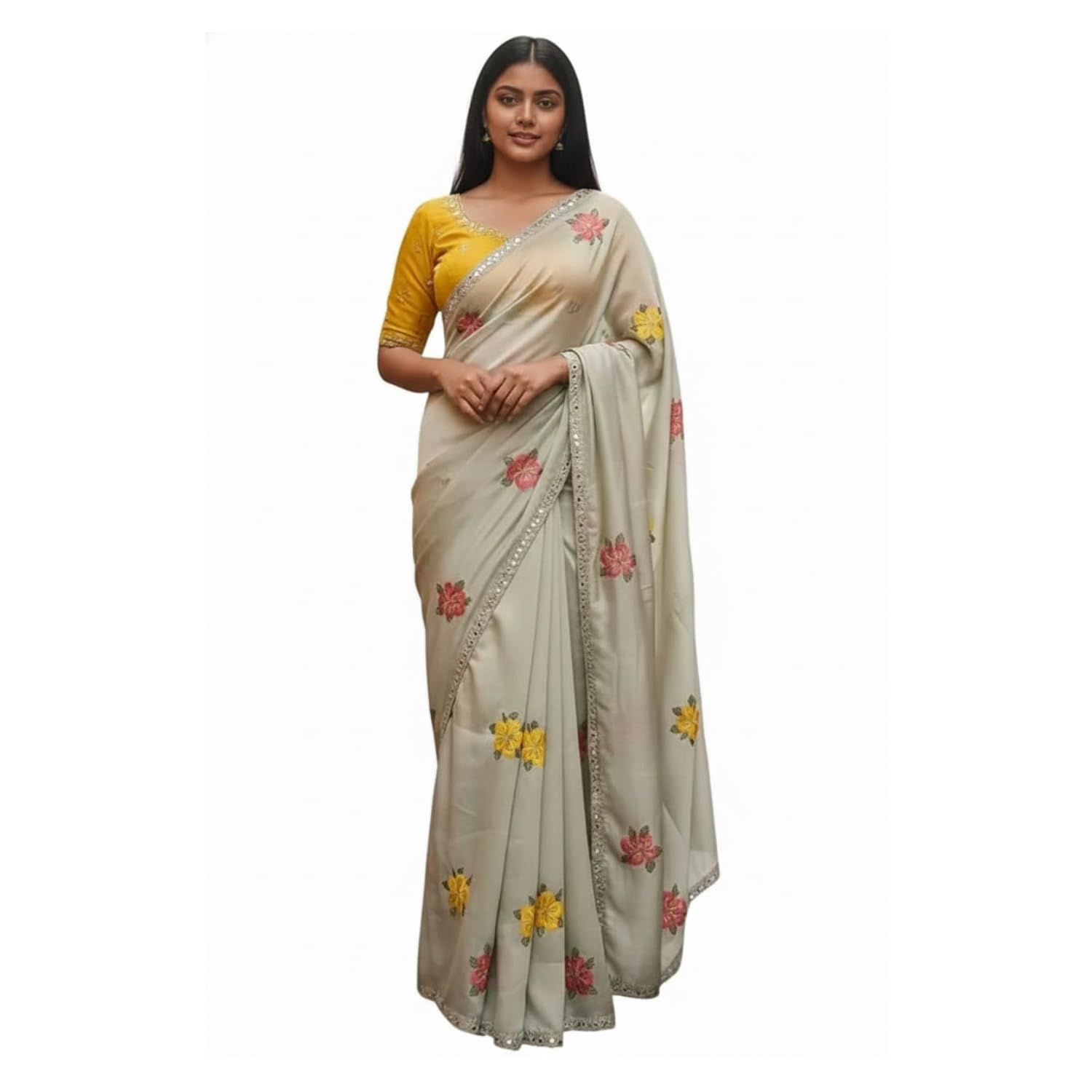 nirlabh Latest Trending Floral Embroidery Designer Saree-picture-11