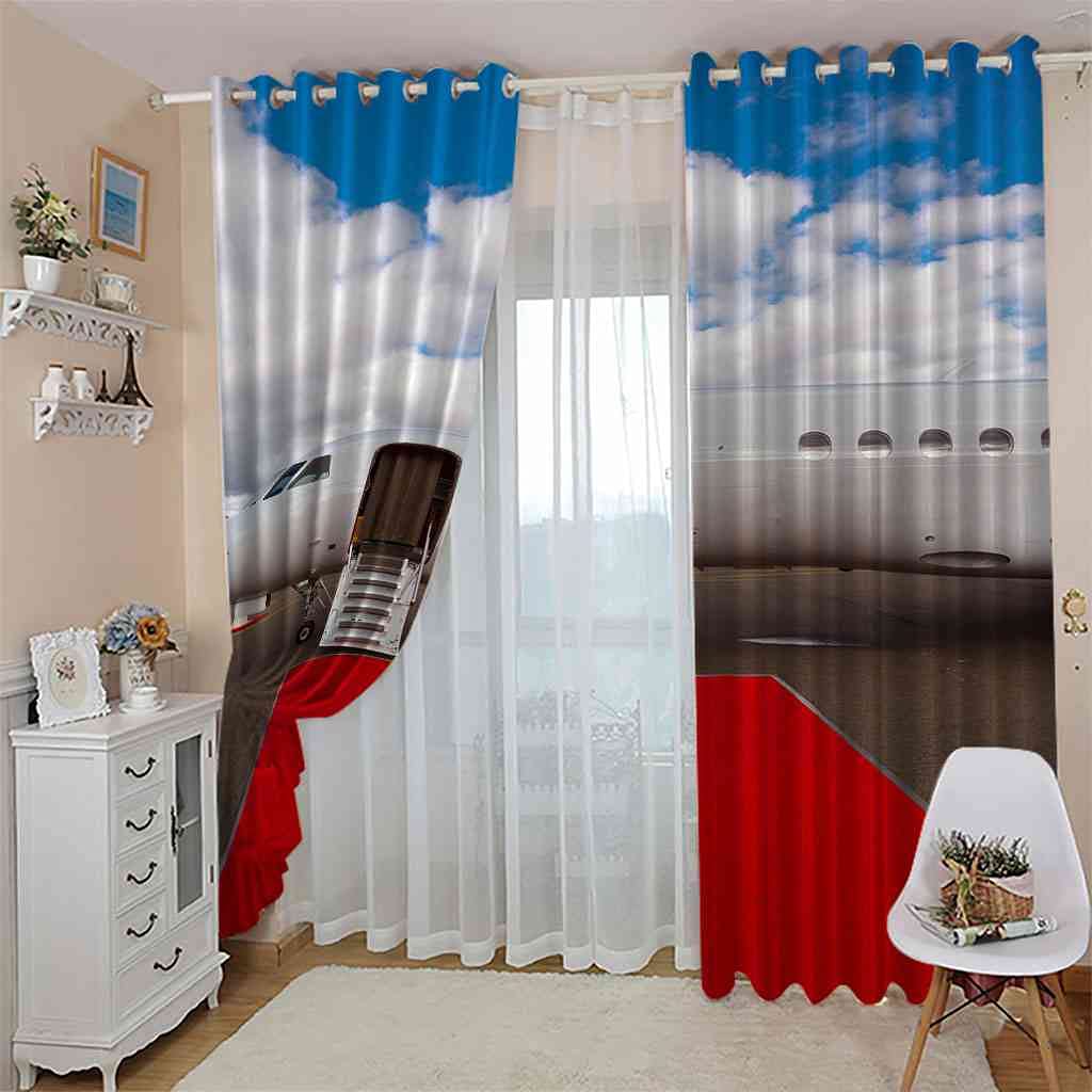 Schlafzimmer Wohnzimmer Blickdicht Ösenvorhang Schallschutz Verdunkelungsvorhang Flughafen Auf Dem Roten Teppich Waschmaschinenfest Kälte Und Wärmeisolierun Küche Vorhänge Dekoration 280x245cm