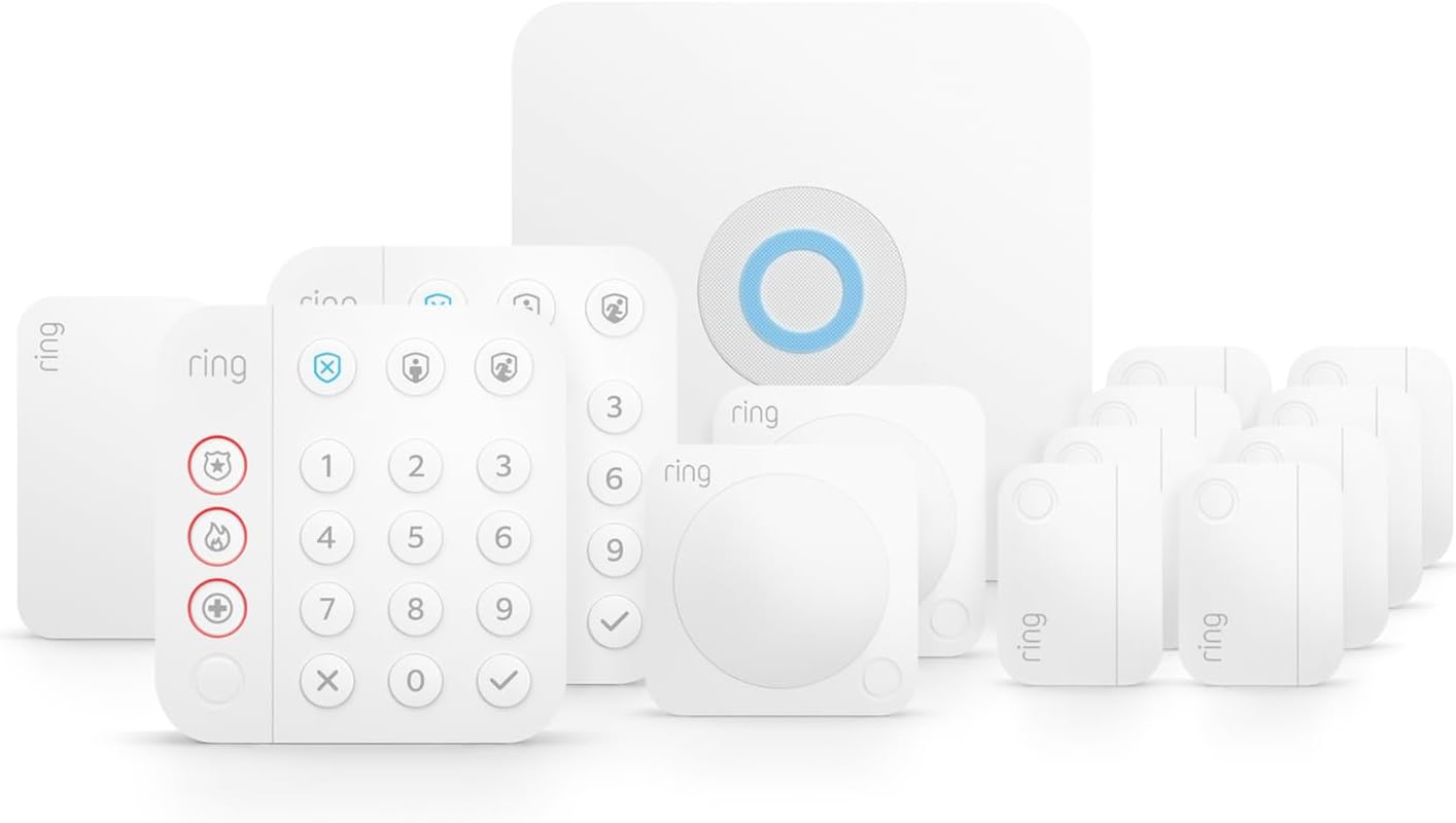 Ring Alarm 14-Piece Kit (newest model), Wireless smart home or business security system, expandable, easy setup, Mobile App Control, 24/7 Professional Monitoring, Alexa Compatible
