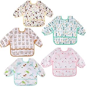 Lictin babyslabbetje met lange mouwen, set van 5 slabbetjes, waterdichte babyslabbetjes voor baby‘s