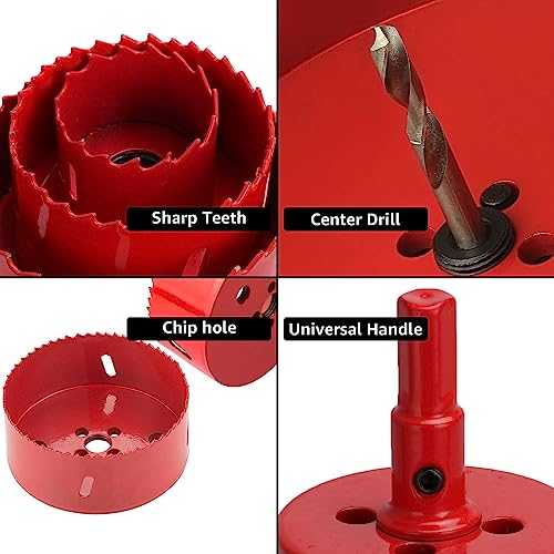 GOYADA 13 Pcs Hole Saw Set, 18mm-75mm, Bi-metal M42 Cutter Kit With Centring Drill Bit for Wood, Plastic, Metal Sheet, Drywall 4 GOYADA 13 Pcs Hole Saw Set, 18mm-75mm, Bi-metal M42 Cutter Kit With Centring Drill Bit for Wood, Plastic, Metal Sheet, Drywall - Image 4