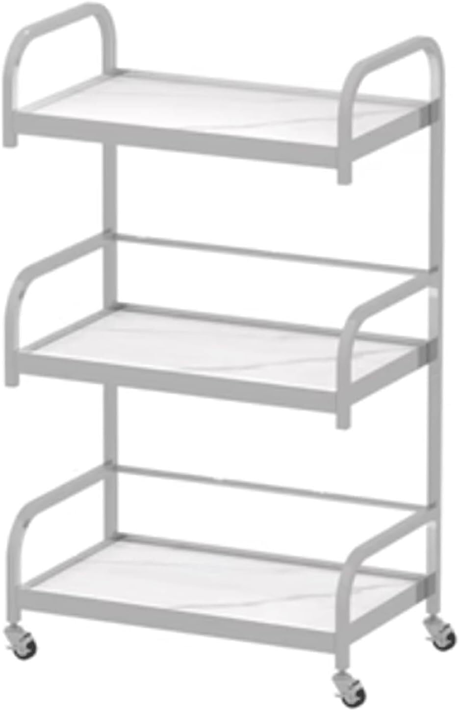 SSDDLZEQ Mobile Salon Station, Salon Cart Metal Salon Rolling Cart 3-tier Salon Trolley Storage Trays Trolley Cart With Casters For Beauty Storage Cart(Silver)