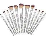 LuxBlingz Crystal Rhinestone Makeup Brush Set W/Gift Box 12 PC Bedazzled Bling Glitter Diamond Brushes Set