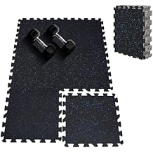 Upgraded 100% Rubber Flooring 0.6in Extra Thick - Interlocking Puzzle Floor Tiles for Home Gym Heavy Workout Equipment - Rubber Floor Tiles Non-Slip - Noise Reduction & Shock Bsorption - 6Pcs