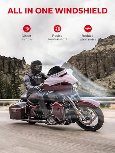 Image of Amazicha Black 9 inch Wave Windshield Windscreen Compatible for 2014-2023 Harley Davidson Touring Street Glide Electra Glide Ultra Limited Tri Glide FLHT FLHX FLHXS FLHTK 14-23