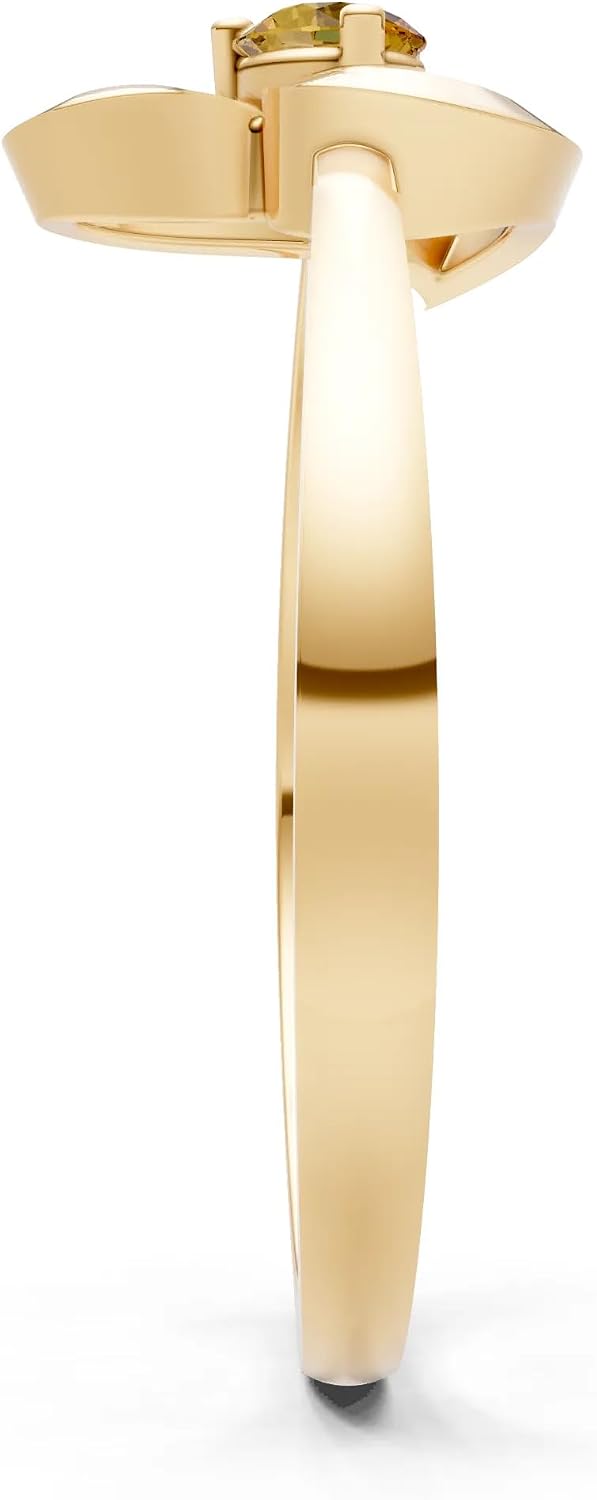 PEORA Round Cut Citrine Stackable Band Available in Solid 10K, 14K or 18K Ring – White, Yellow or Rose Gold
