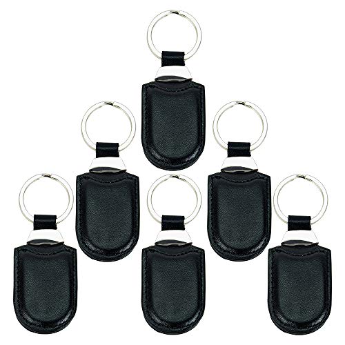 Leatherette Key Tag, Faux Leather Key Tag with Metal Split Key Ring, Dual Photo Windows, 1