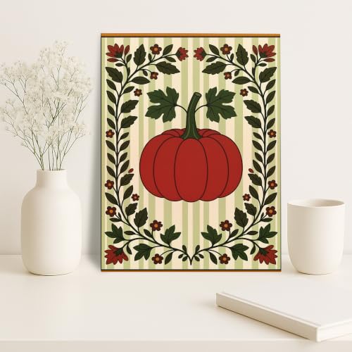 Lienzo decorativo de calabazas otoñales de 16x20 pulgadas para pared 5